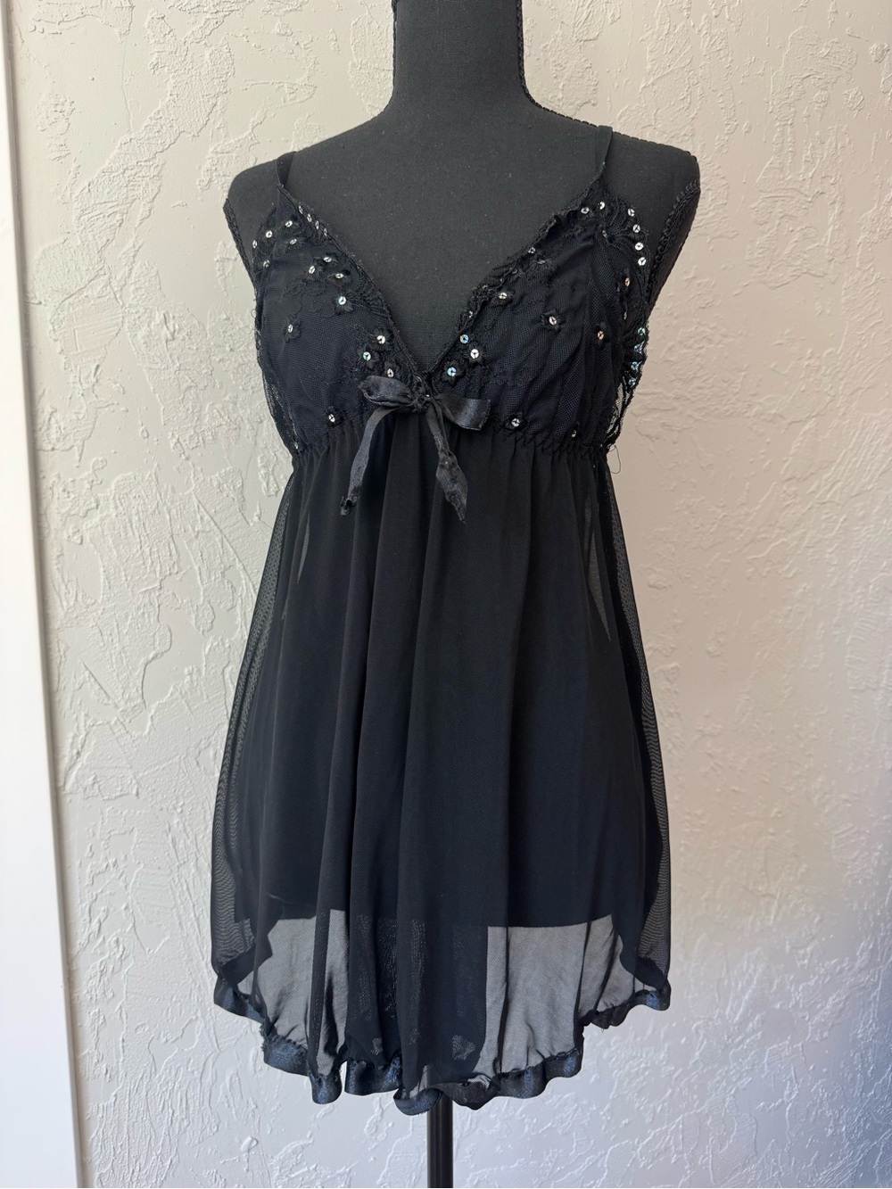 Vintage Y2K Black Babydoll Lingerie Slip
